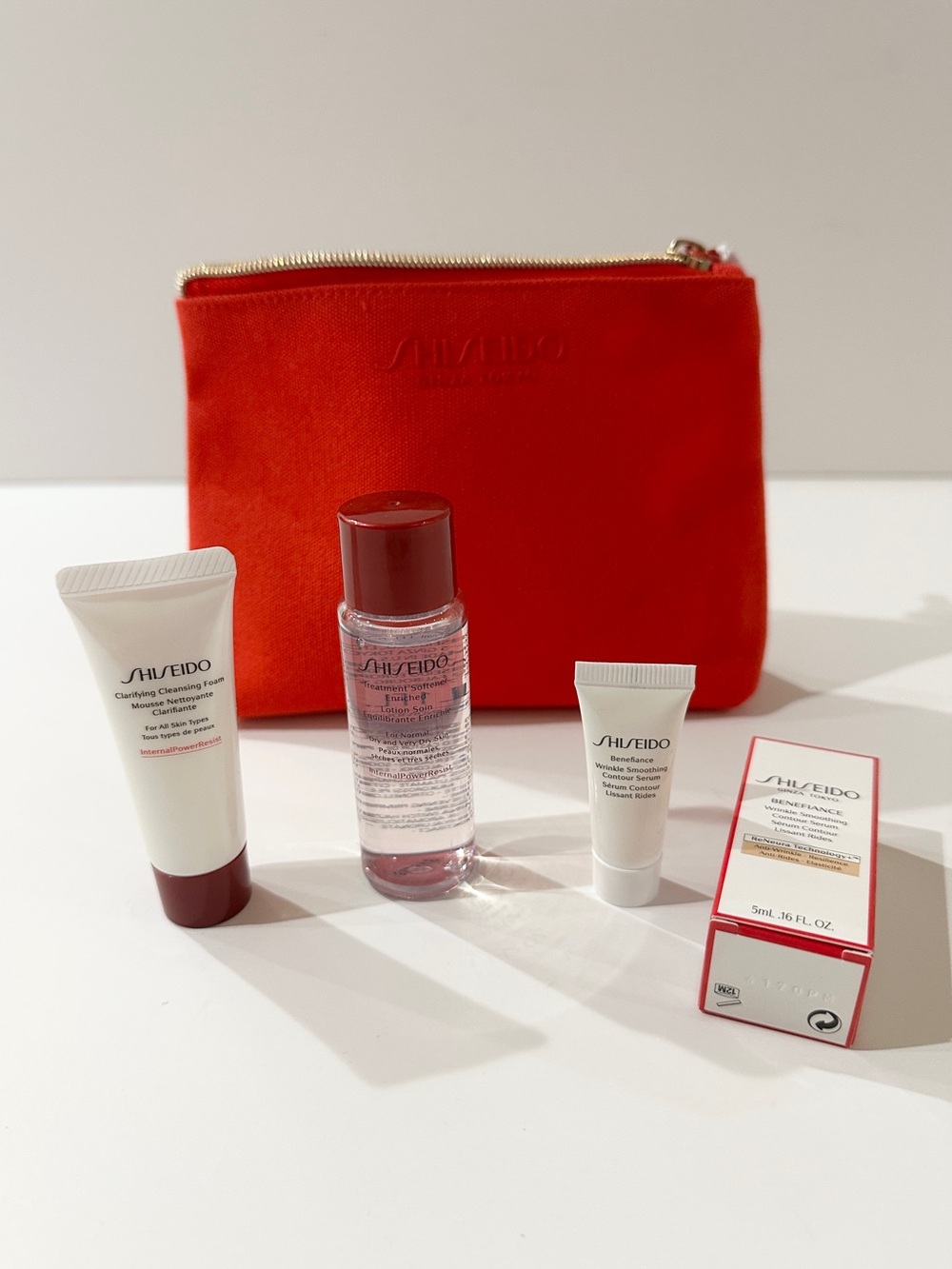 NWOTShiseido Red Travel Pouch Skincare Set